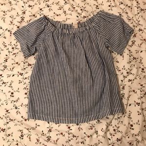 Jcrew striped linen off the shoulder top